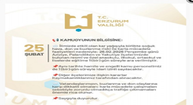 Erzurum'da eğitime kar engeli