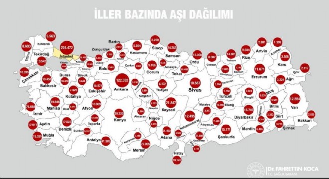 Koca, Covid-19 aşılama haritasını paylaştı