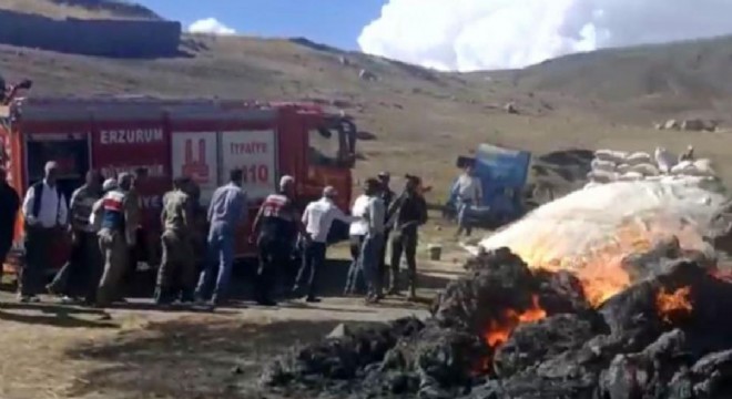 10 bin balya ot yanarak kül oldu
