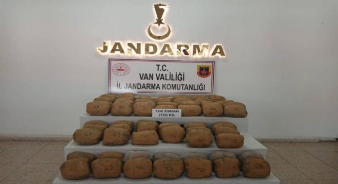 139 kilo toz esrar ele geçirildi