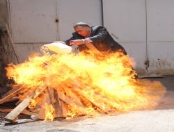 Yangın tatbikatında ölümden döndü