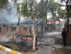 Yurt bahçesinde yangın