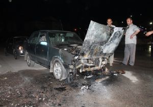 Yenişehir'de seyir halindeki araç yandı