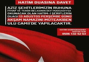 Taşkesenlioğlu'ndan Hatim Çağrısı