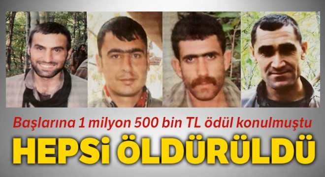4'ü de öldürüldü
