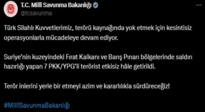‘7 terörist etkisiz hale getirildi'
