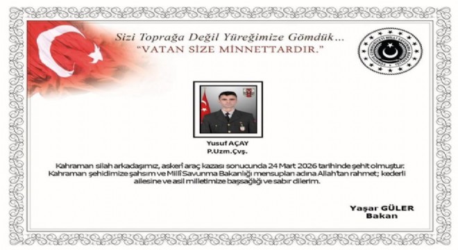 Askeri araç kazası: 1 uzman çavuş şehit oldu