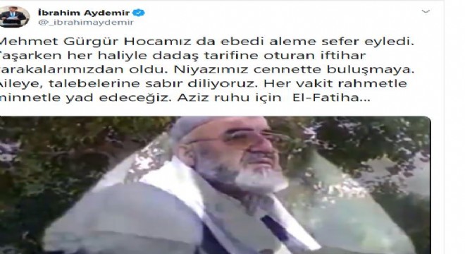 Aydemir, ‘Gürgür Hoca iftihar varakalarımızdandı'