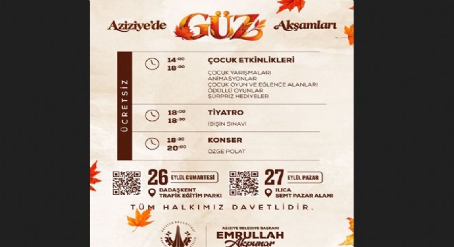 Aziziye'de Güz Akşamları başlıyor