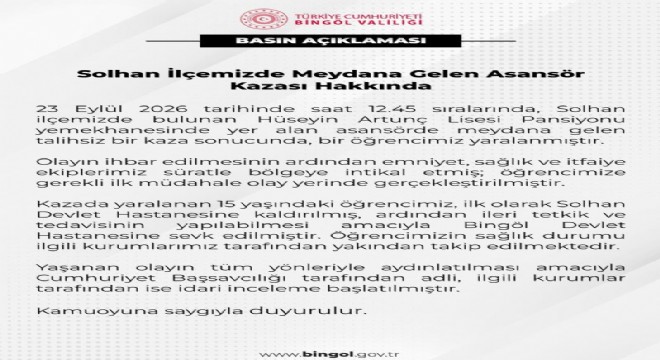 Bingöl Valiliği'nden asansör kazası açıklaması