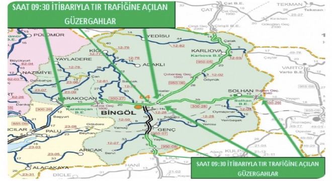Bingöl'de tır trafiğine kapanan yollar açıldı