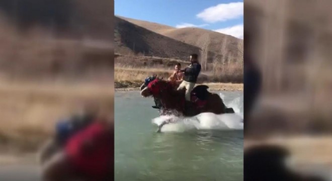 Cirit atı binicisini Çoruh'un serin sularına attı