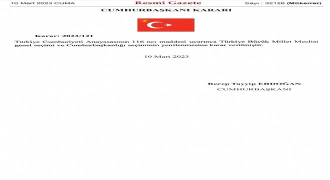 Cumhurbaşkanlığı seçimi Resmi Gazete'de