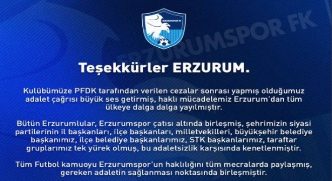 Dal: ‘Teşekkürler Erzurum'