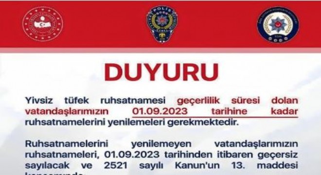 Emniyetten ruhsatname uyarısı