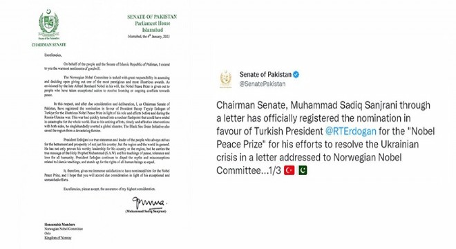 Erdoğan'ın Nobel Adaylığı için ilk destek Pakistan'dan