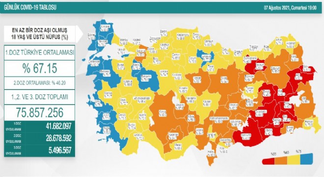 Erzurum'da aşı olanların oranı yüzde 59.0'a çıktı