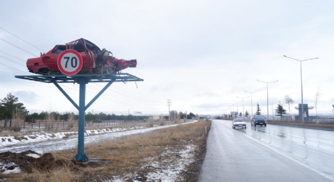 Erzurum'da sürücülere görsel uyarı