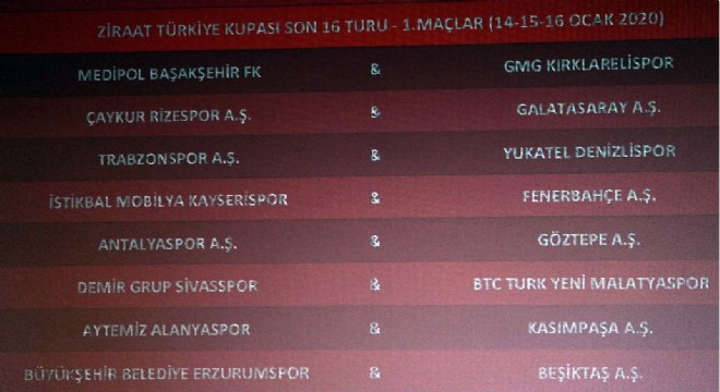 Erzurumspor Beşiktaş'la eşleşti