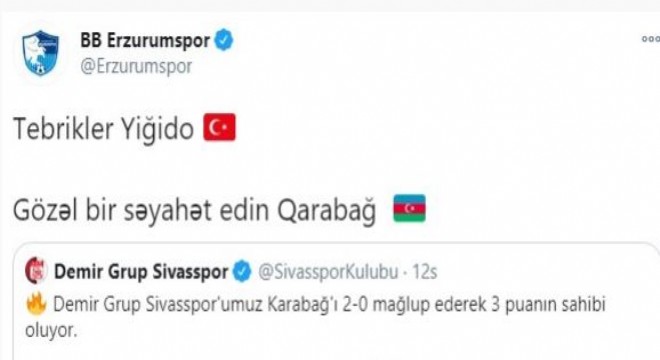 Erzurumspor: ‘Tebrikler Yiğido'