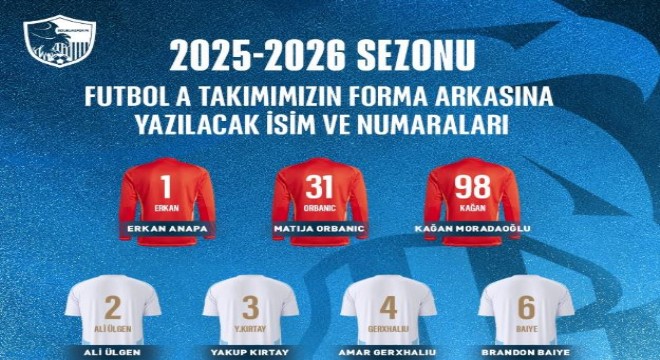 Erzurumspor'da forma numaraları açıklandı