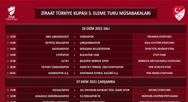 Erzurumspor'un ZTK maçı 27 ekimde