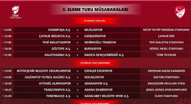 Erzurumspor'un kupa maçı 16 aralıkta