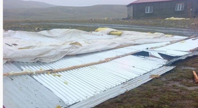 Hortum Tekman'da çatıları uçurdu
