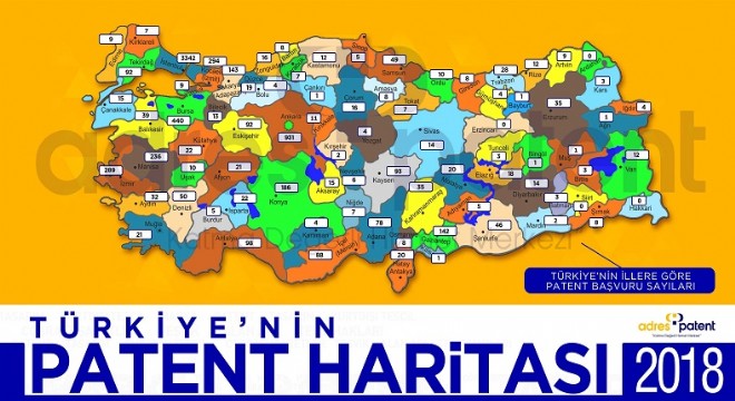 İşte Türkiye'nin 2018 yılı patent haritası