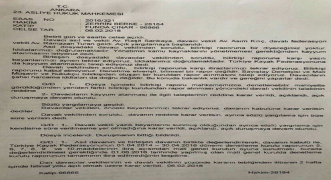 Kayak Federasyonu'na mali genel kurul şoku