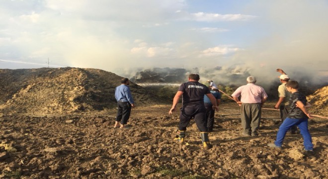 Kırkgözeler'de100 ton saman kül oldu