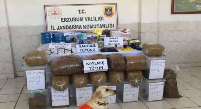 Narman'da kaçak tütün operasyonu