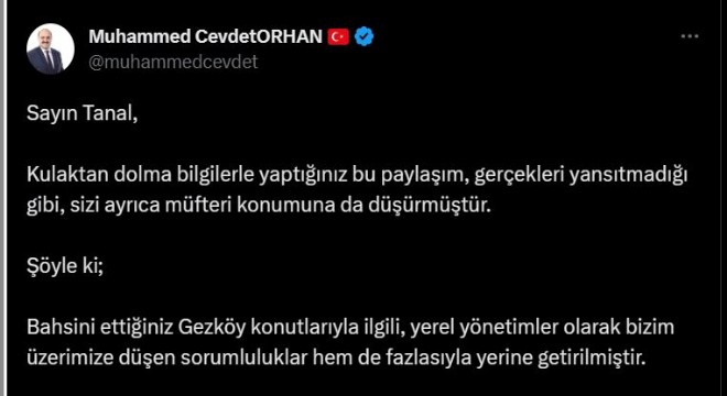 Orhan, Tanal'ın iddialarını çürüttü