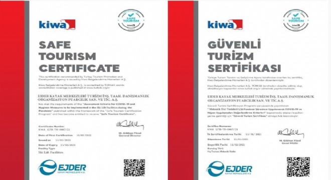 Palandöken'e ‘Güvenli Turizm' Sertifikası