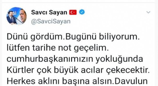 Sayan: ‘Herkes aklını başına alsın'