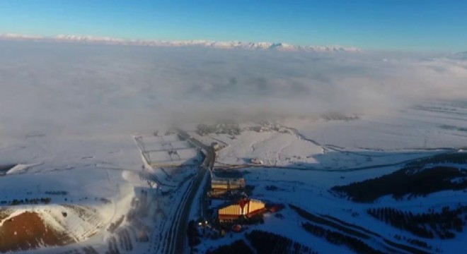 Sis Erzurum'da kartpostallık görüntüler oluşturdu