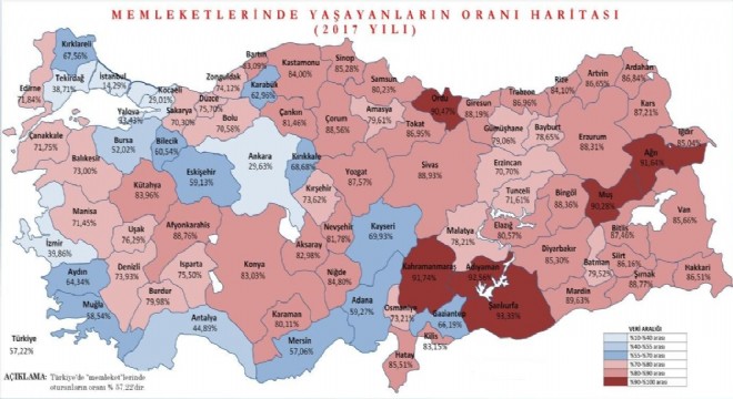 Türkiye'nin yarısından fazlası memleketinde yaşıyor