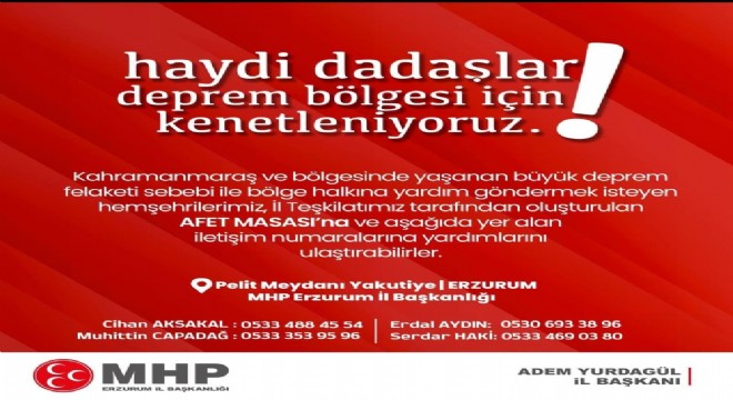 Yurdagül, ‘deprem bölgesi için kenetleniyoruz'