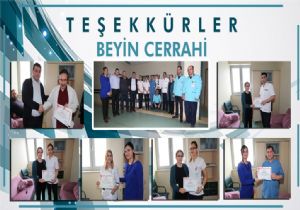 BEAH Beyin Cerrahisi'ne teşekkür belgesi