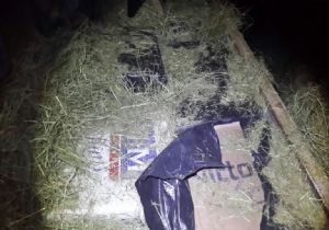 Otların arasında iki kamyon sigara ele geçirildi