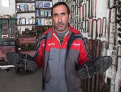 Zincirli kar ayakkabısı ilgi gördü